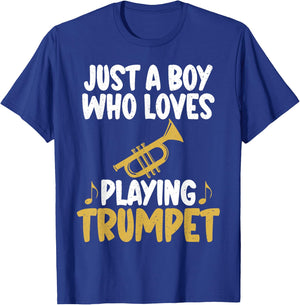 Just a Boy who loves Playing Trumpet Boy Trumpet T-Shirt - T-Shirt | Royal