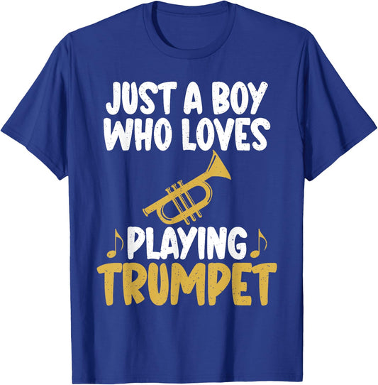 Just a Boy who loves Playing Trumpet Boy Trumpet T-Shirt - T-Shirt | Royal