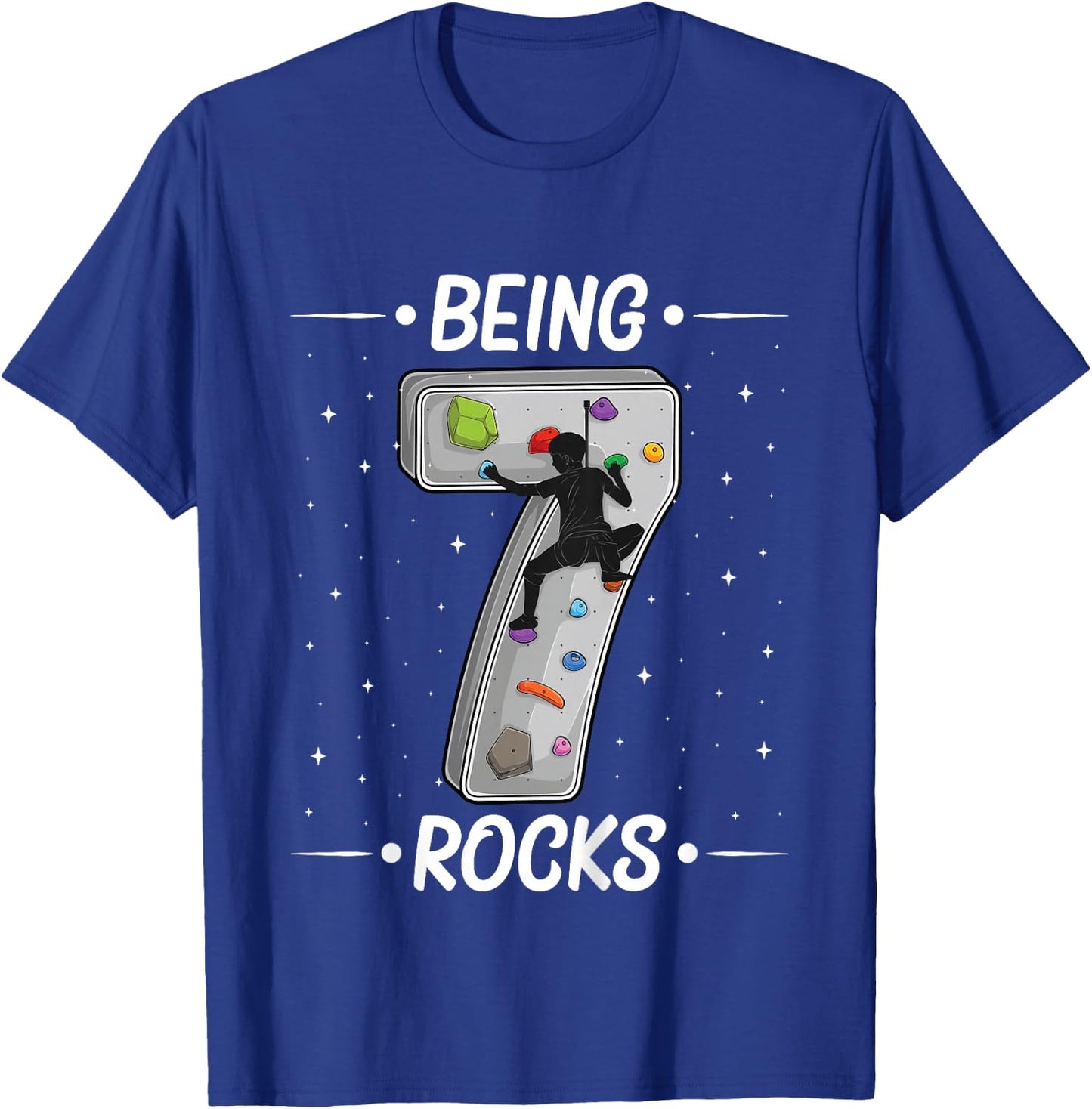 7 year old rock climbing 7th birthday Adventures Climber T-Shirt - T-Shirt | Royal