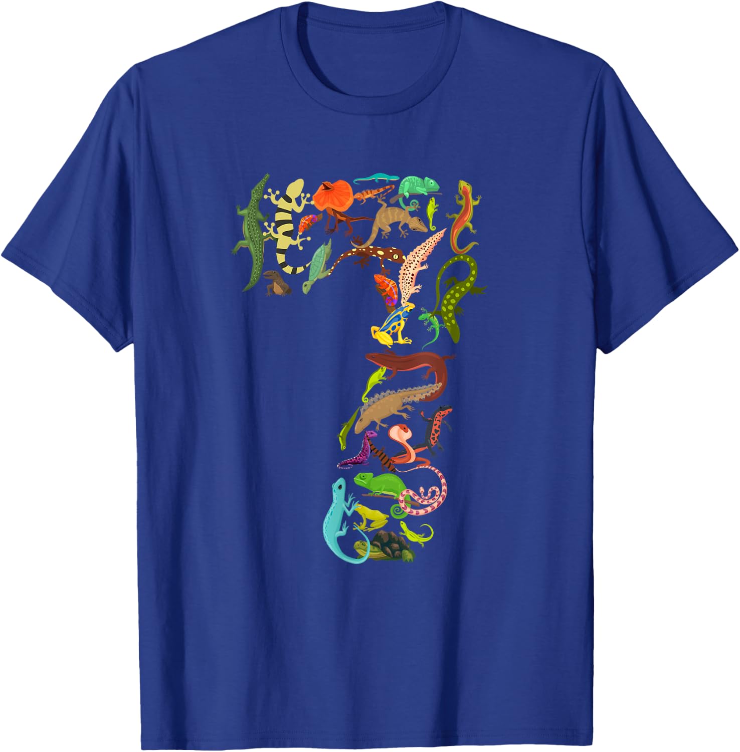 Kids 7th Birthday Reptiles Lizards Themed 7 Year Old Boys T-Shirt - T-Shirt | Royal