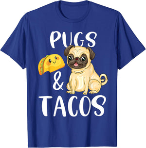 Pugs and Tacos Funny Pug and Tacos Gift Funny Dog Lover Men Women Kids T-Shirt - T-Shirt | Royal