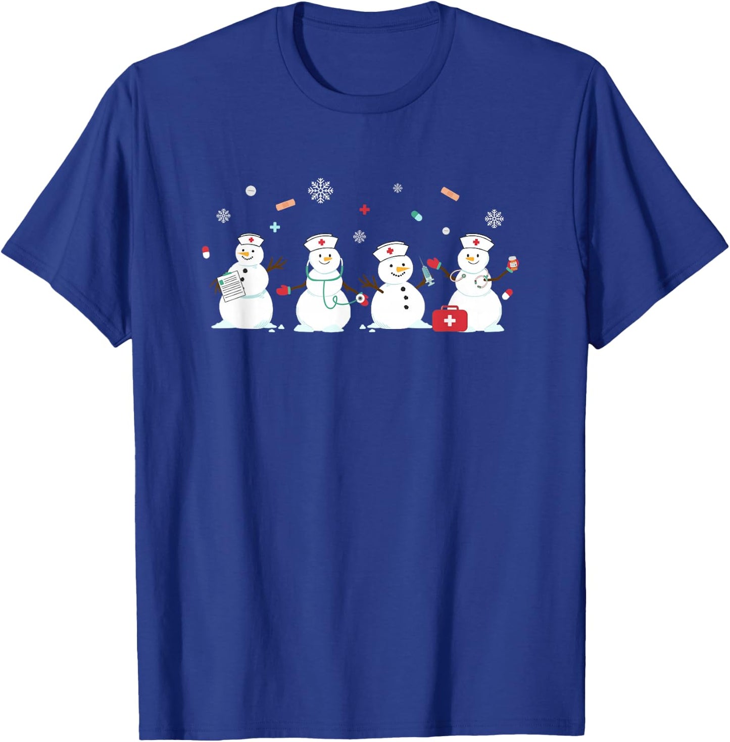 Funny Snowman Nurse Christmas Healthcare Holiday NICU Nurse T-Shirt - T-Shirt | Royal