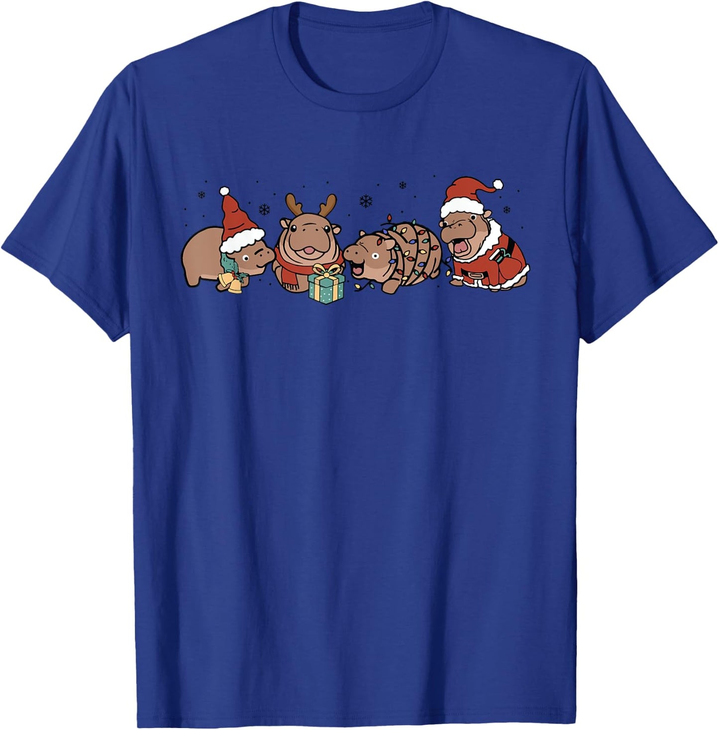 Funny Cute Christmas Moo-Deng Baby Pygmy Hippo Trendy Animal T-Shirt - T-Shirt | Royal
