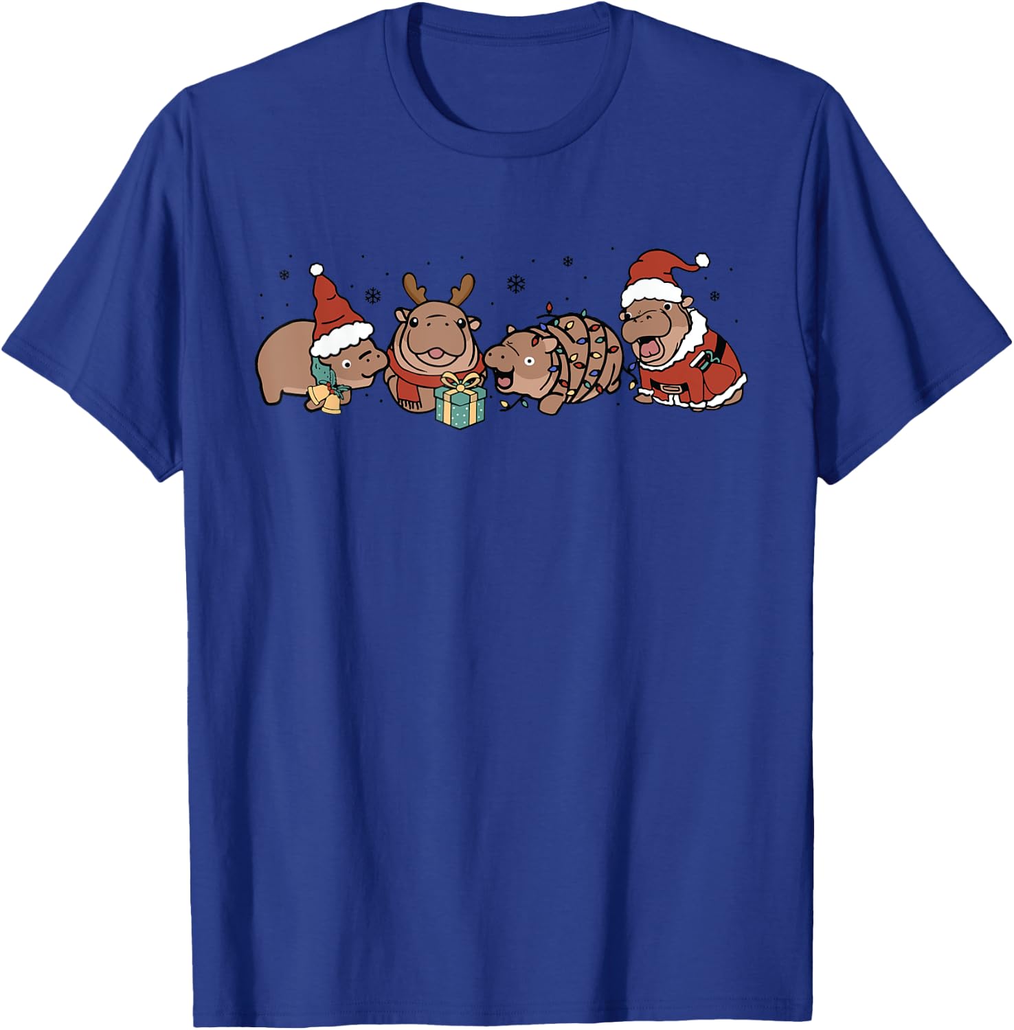 Funny Cute Christmas Moo-Deng Baby Pygmy Hippo Trendy Animal T-Shirt - T-Shirt | Royal