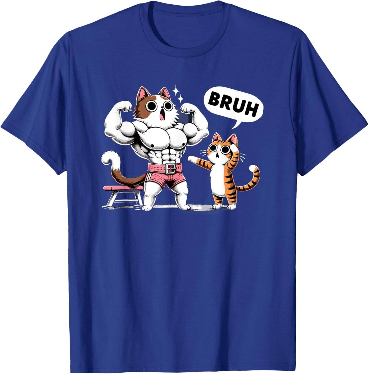 Gym Cats Bruh Meme Training Say Jokes Animal T-Shirt - T-Shirt | Royal