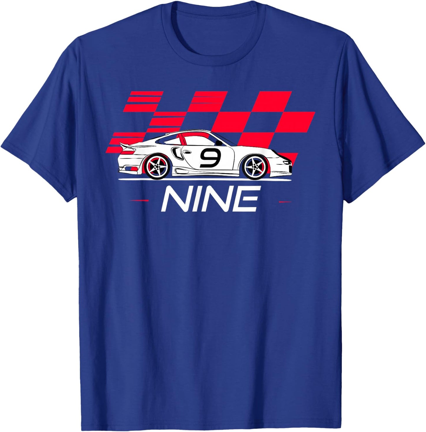 Race Car 9th Birthday Nine Year Old Boy Party T-Shirt - T-Shirt | Royal