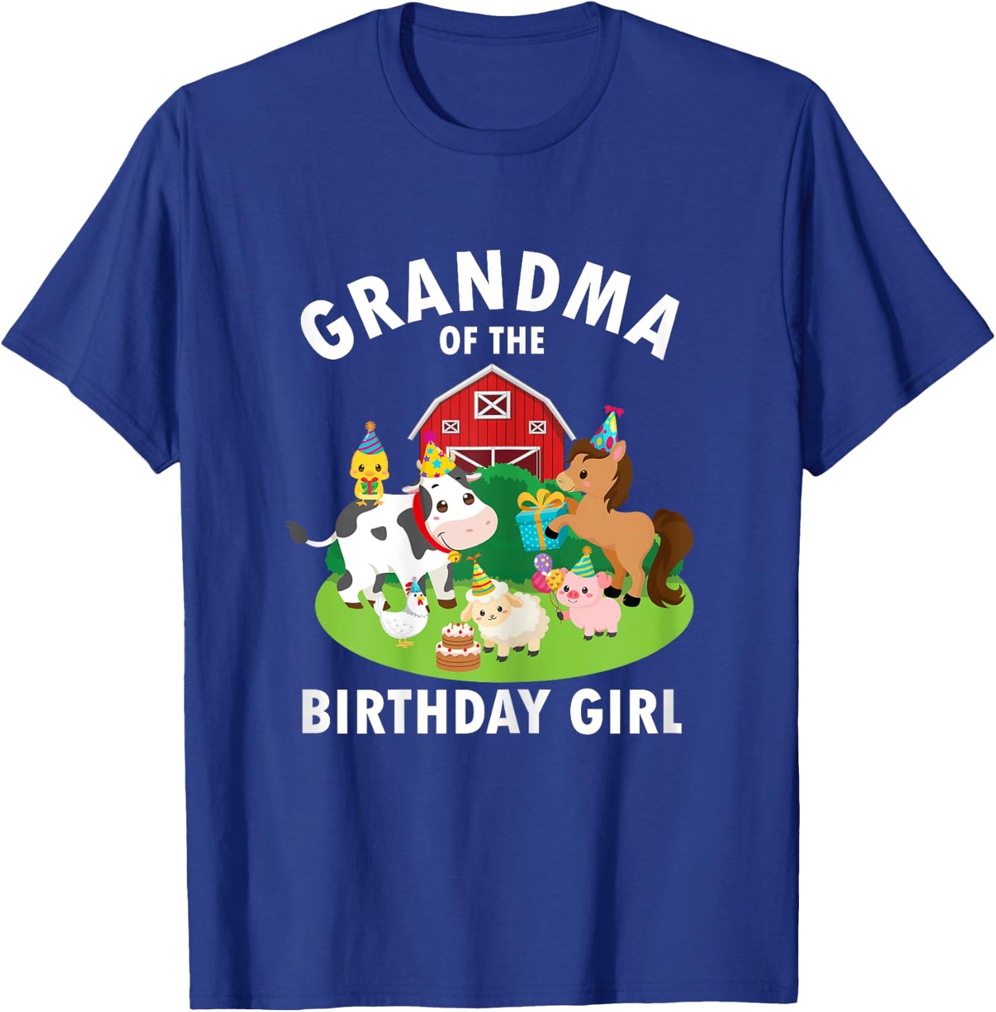 Grandma Of The Birthday Girl Farm Animals Farm Theme Party T-Shirt - T-Shirt | Royal