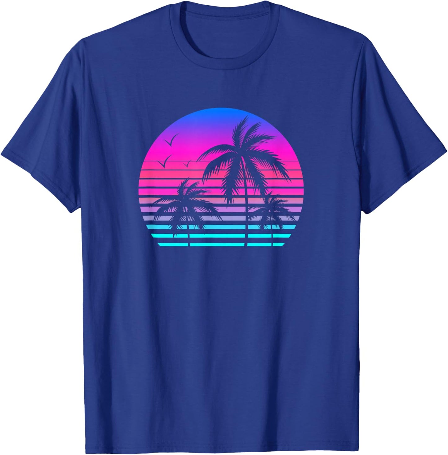 Sunset Palm Tree Casual Fashion Aesthetic Vaporwave T-Shirt - T-Shirt | Royal