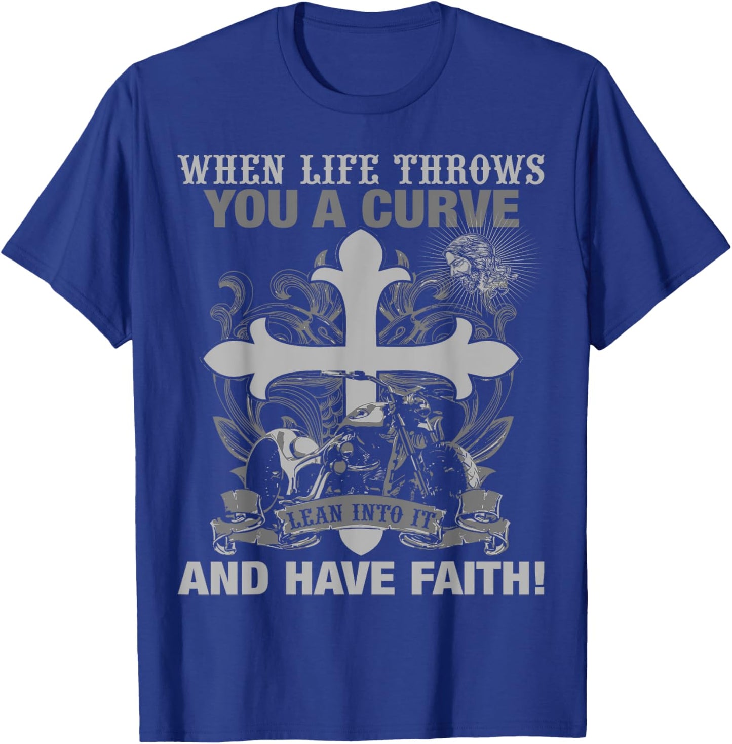 Christian Biker T Shirt Have Faith Motorcycle Design T-Shirt - T-Shirt | Royal