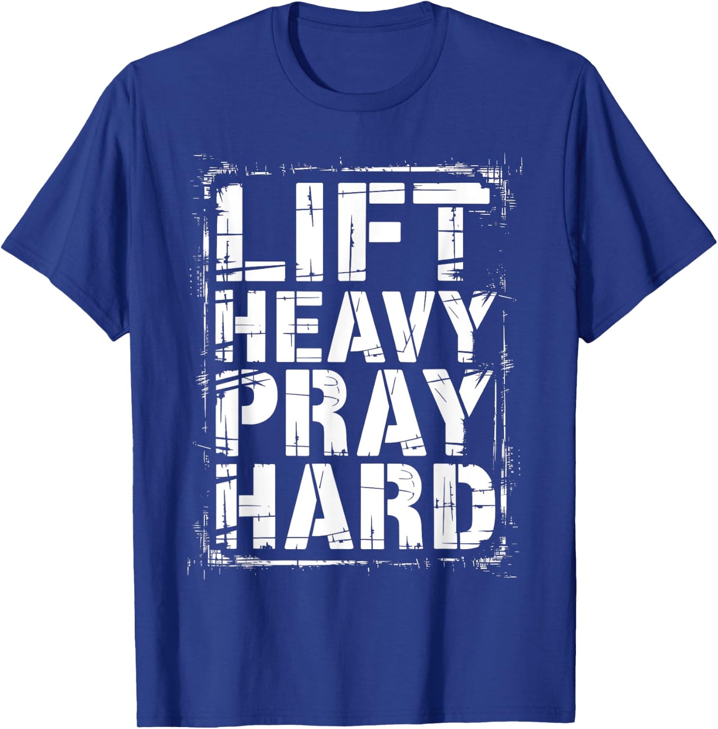 Graphic 365 Lift Heavy Pray Hard Christian -Adults Kids Black Small Short Sleeve Cotton Blend Casual Graphic T-Shirt - T-Shirt | Royal