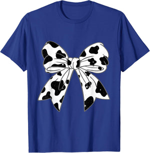 Coquette Bow Cow Pattern Farm Animals Cow Print Graphic T-Shirt - T-Shirt | Royal