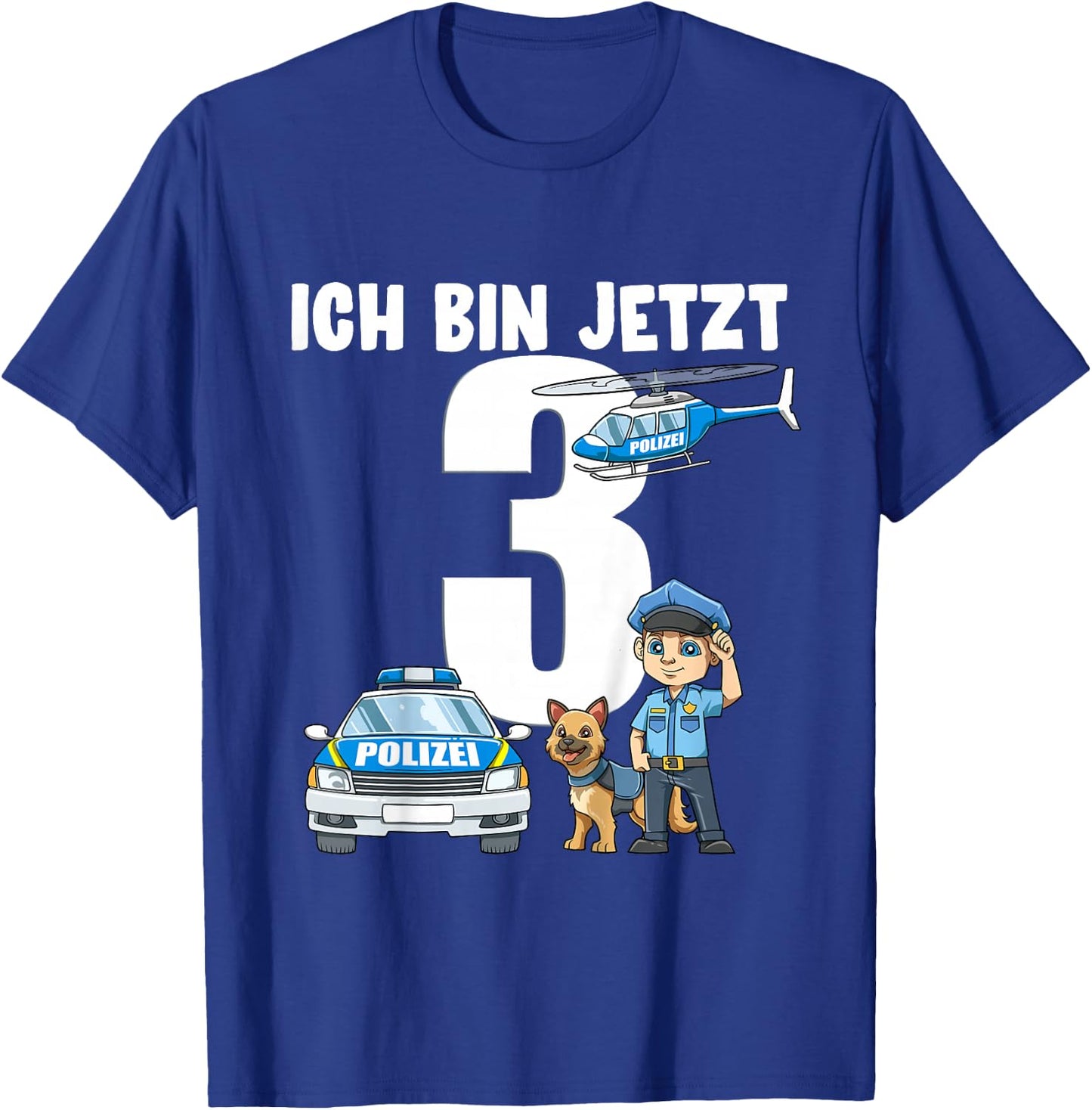Children's 3rd Birthday Police Shirt - 3 Years Old Gift , black T-Shirt - T-Shirt | Royal