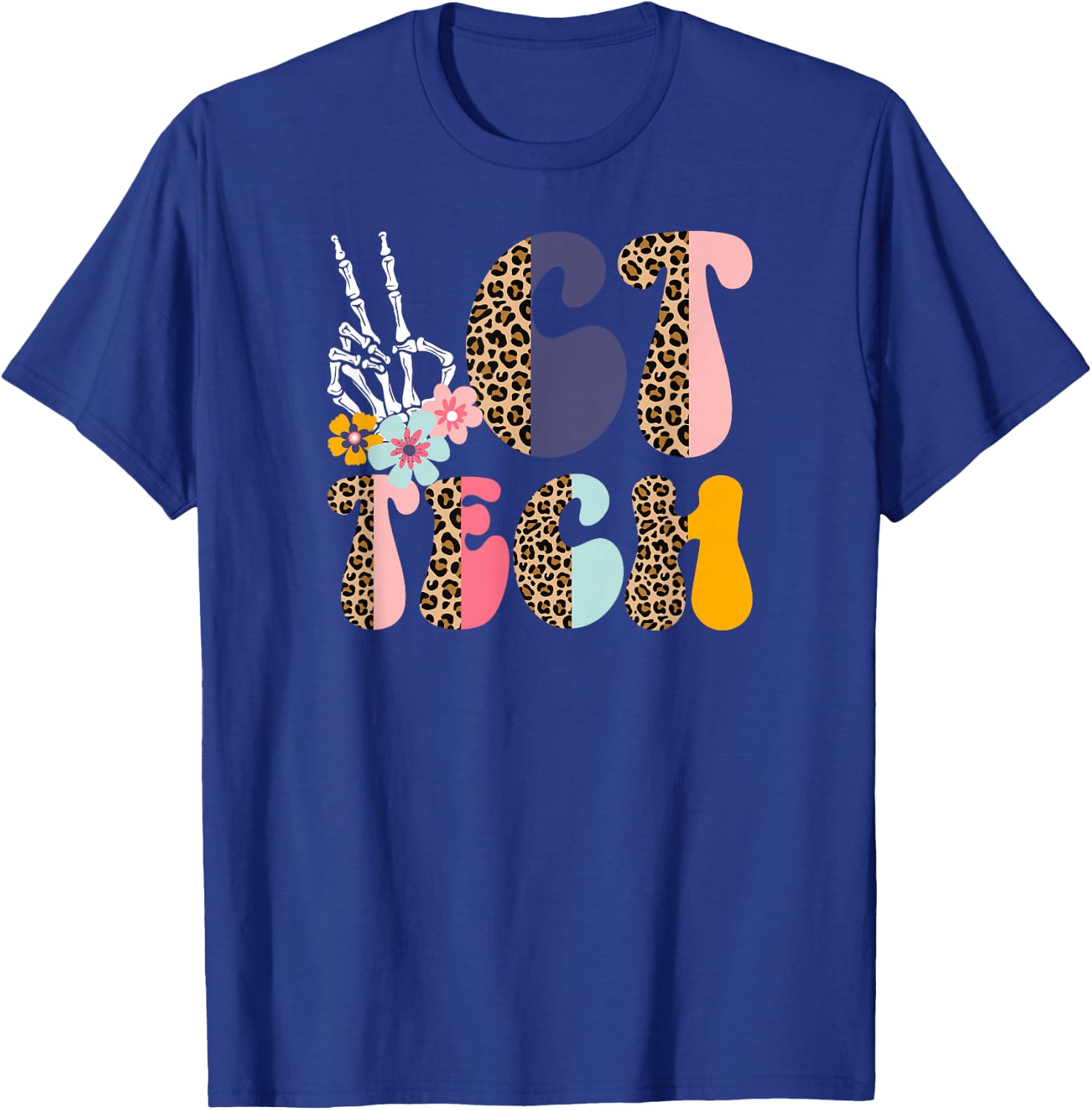 CT Tech Leopard Computed Tomography Technologist T-Shirt - T-Shirt | Royal
