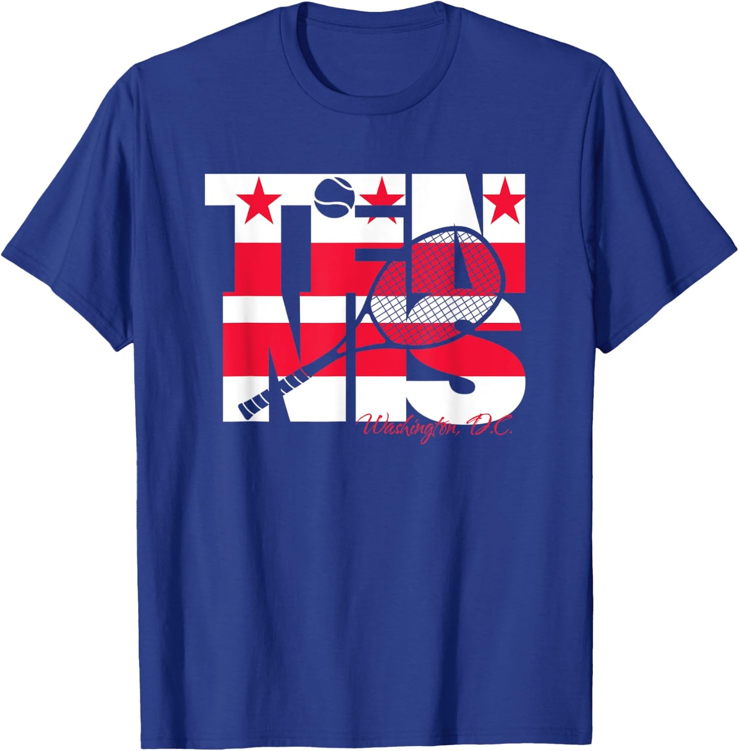 Washington DC Tennis Player The District Flag Art Metro Area T-Shirt - T-Shirt | Royal