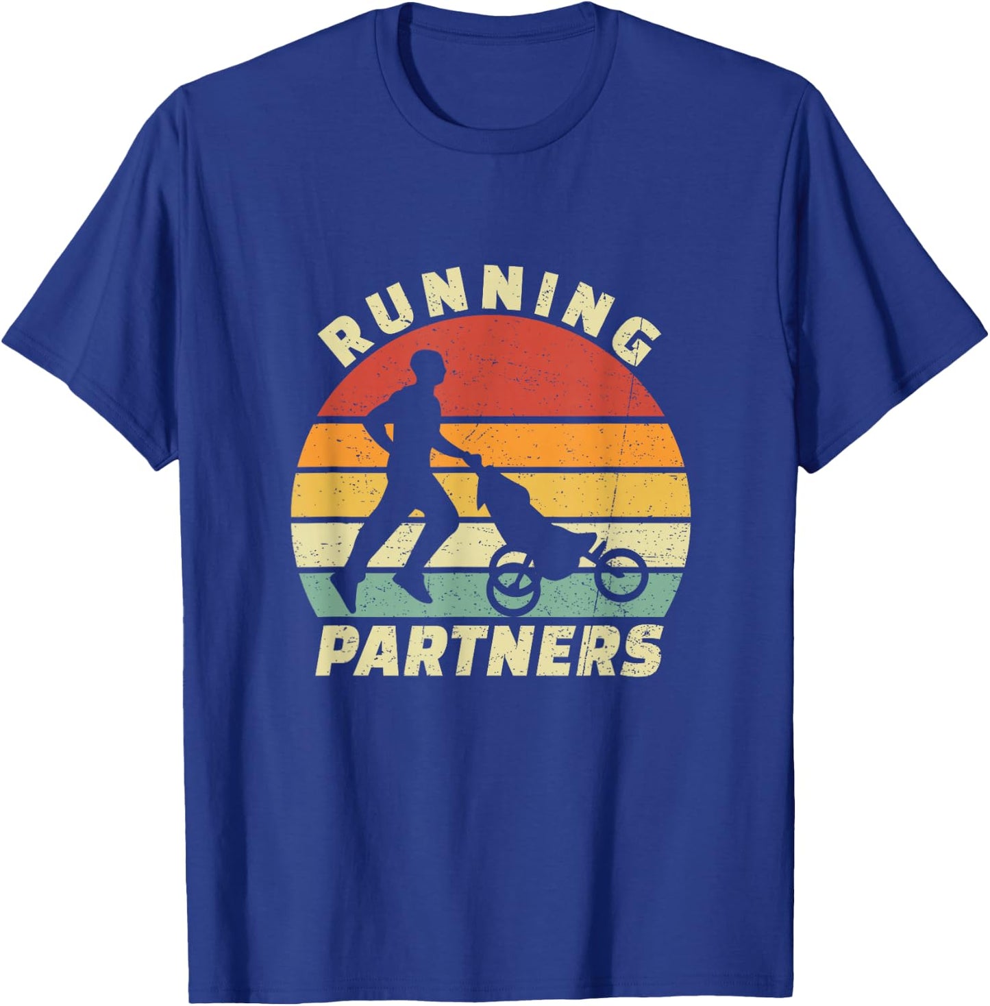 Vintage Running Partners Buggy Baby Stroller Dad Runner T-Shirt - T-Shirt | Royal