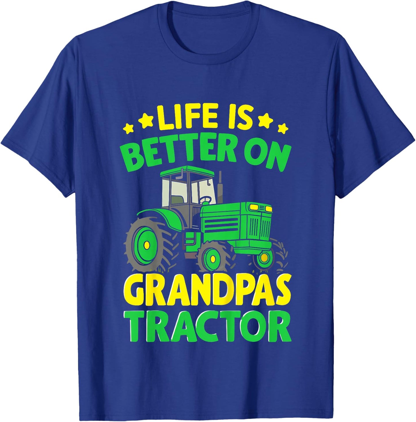 Kids Farmer Funny Tractor Boy On Grandpas Tractor T-Shirt - T-Shirt | Royal