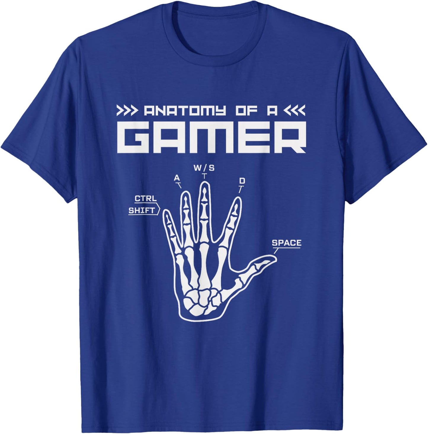 Skeleton Hand Anatomy of a Gamer Pajamas Computer Game Funny , Black, S T-Shirt - T-Shirt | Royal