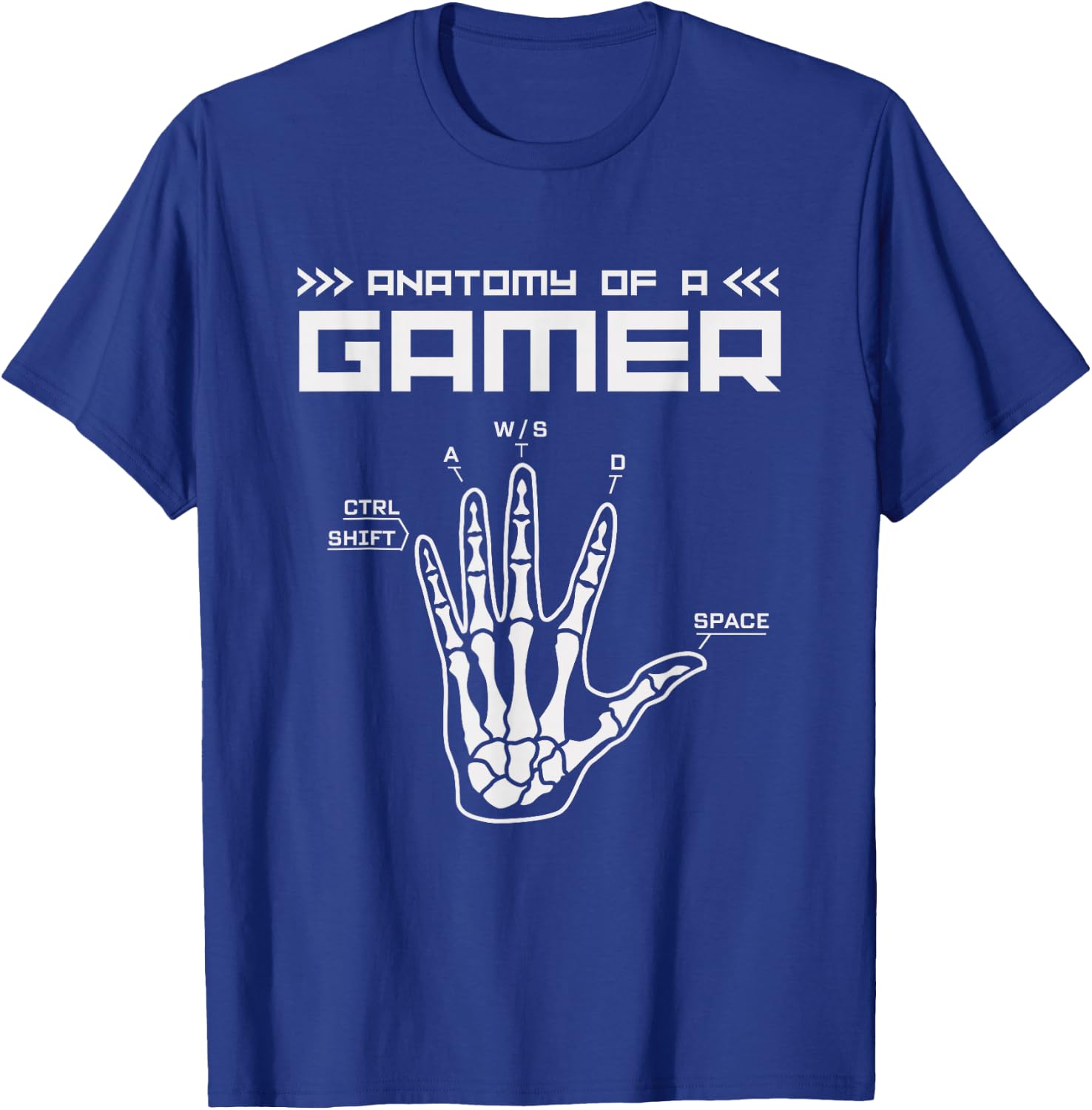 Skeleton Hand Anatomy of a Gamer Pajamas Computer Game Funny , Black, S T-Shirt - T-Shirt | Royal