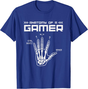 Skeleton Hand Anatomy of a Gamer Pajamas Computer Game Funny , Black, S T-Shirt - T-Shirt | Royal