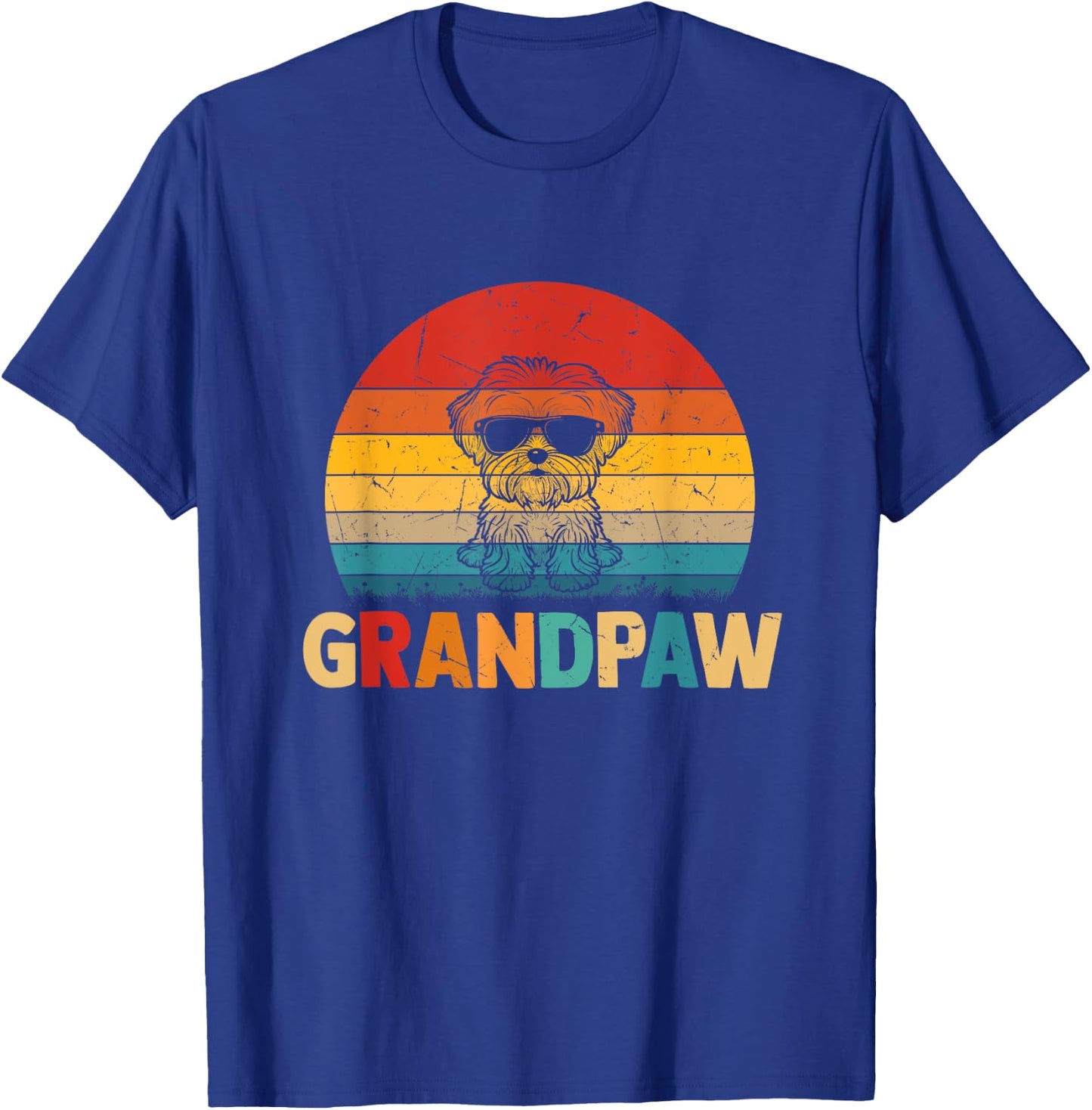 Funny Grandpaw Retro Vintage Maltese Lovers Grandpa Fathers T-Shirt - T-Shirt | Royal