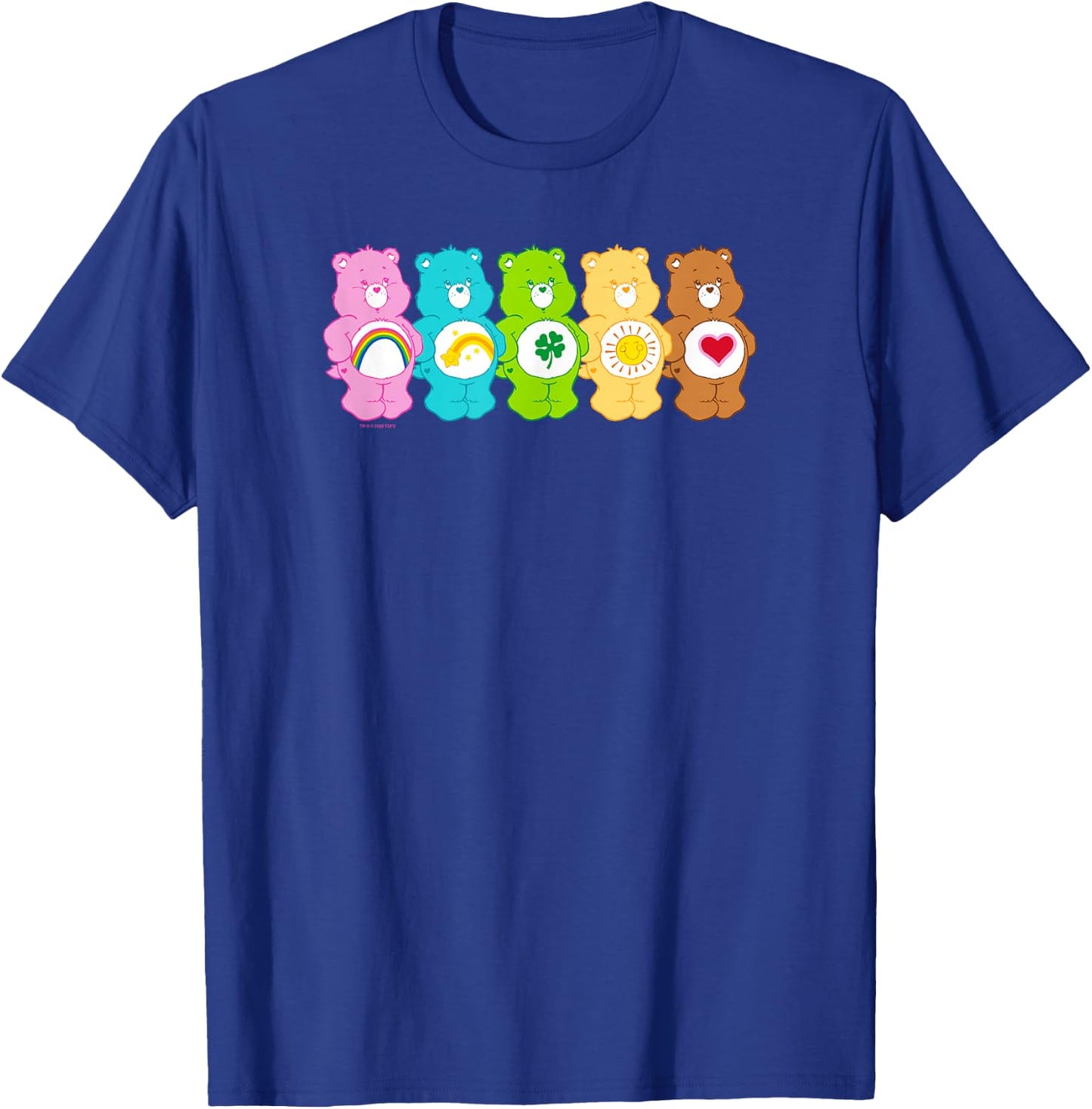 Care Bears Vintage Classic Rainbow Bears Group Line Up , Black, S T-Shirt - T-Shirt | Royal