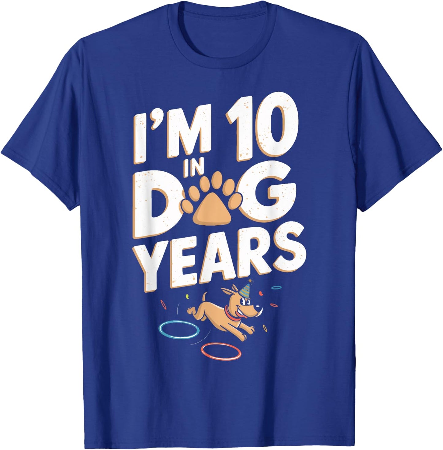 Turning 70 Years Old 70th Birthday Party I'm 10 In Dog Years T-Shirt - T-Shirt | Royal