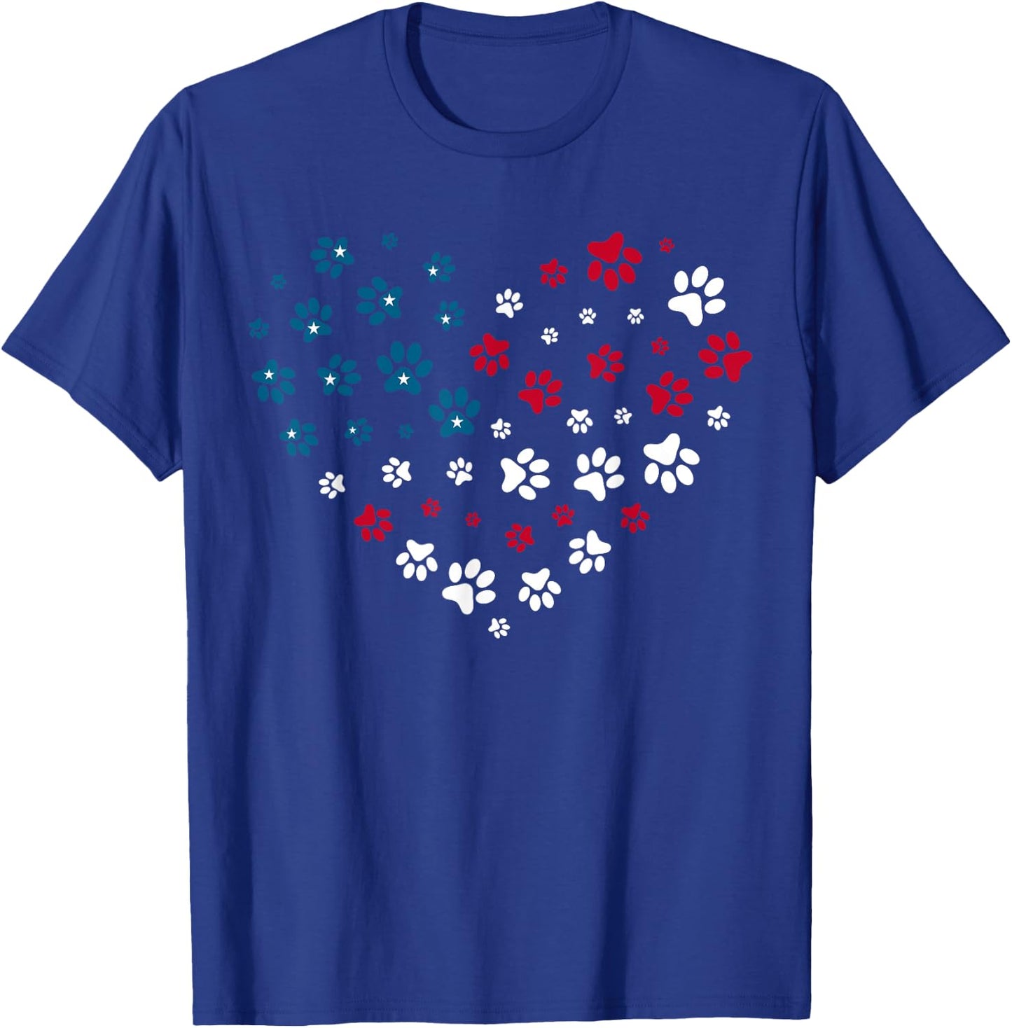 American Flag Patriotic Dog and Cat Paw Print 4th of July T-Shirt - T-Shirt | Royal