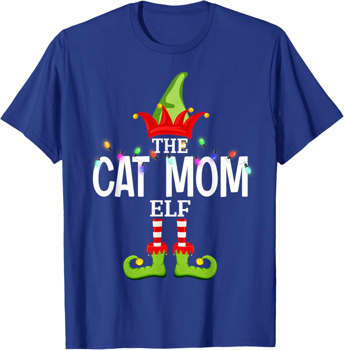 The Cat Mom Elf Christmas Matching Pajamas T-Shirt - T-Shirt | Royal