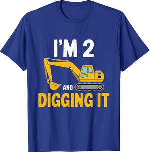 Kids I'm 2 and Digging It – Cute Excavator Design for Boys T-Shirt - T-Shirt | Royal