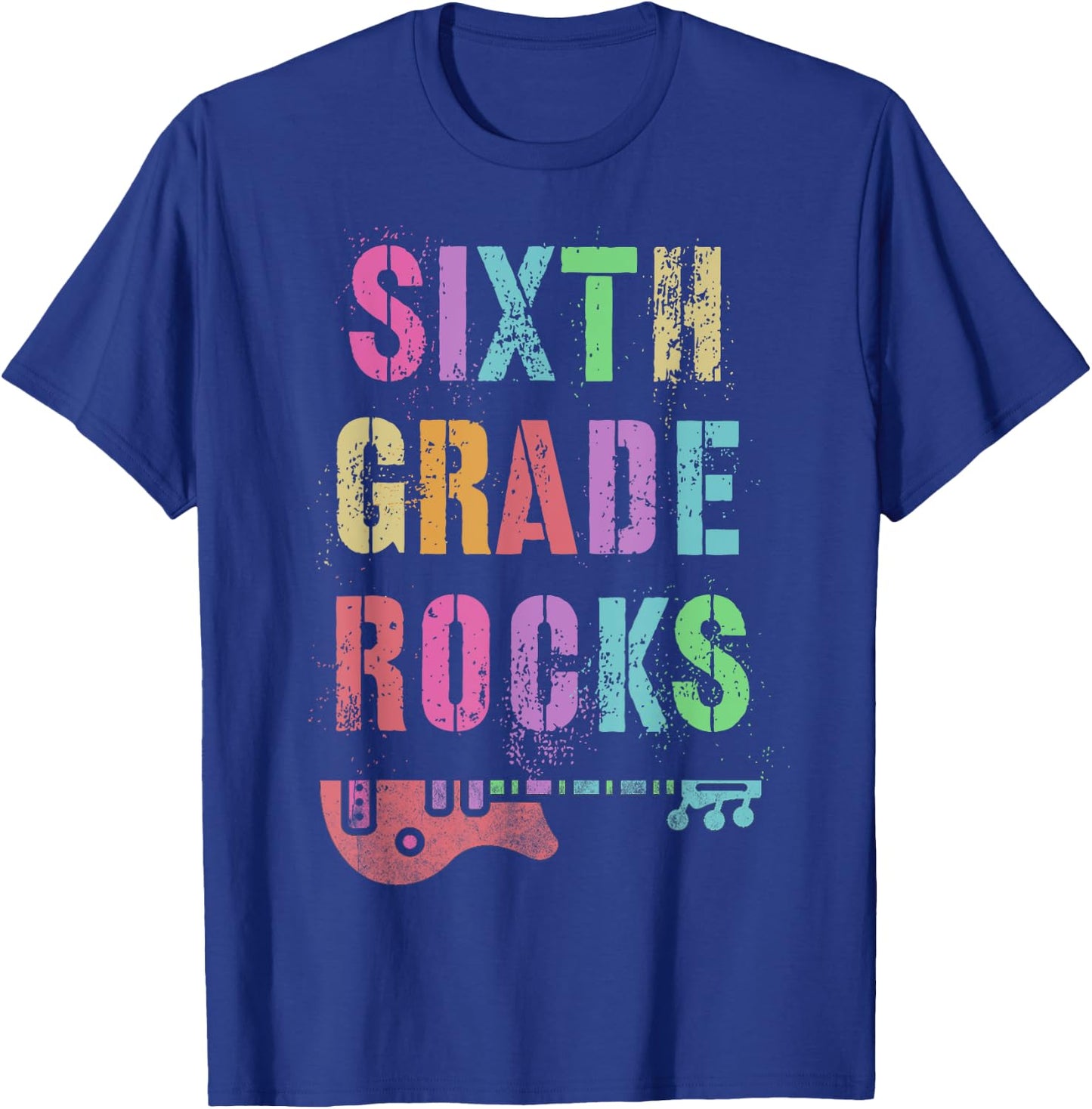 6th GRADE ROCKS Testing Teacher Rockstar Team Sixth Grader Women Girls Kids T-Shirt - T-Shirt | Royal