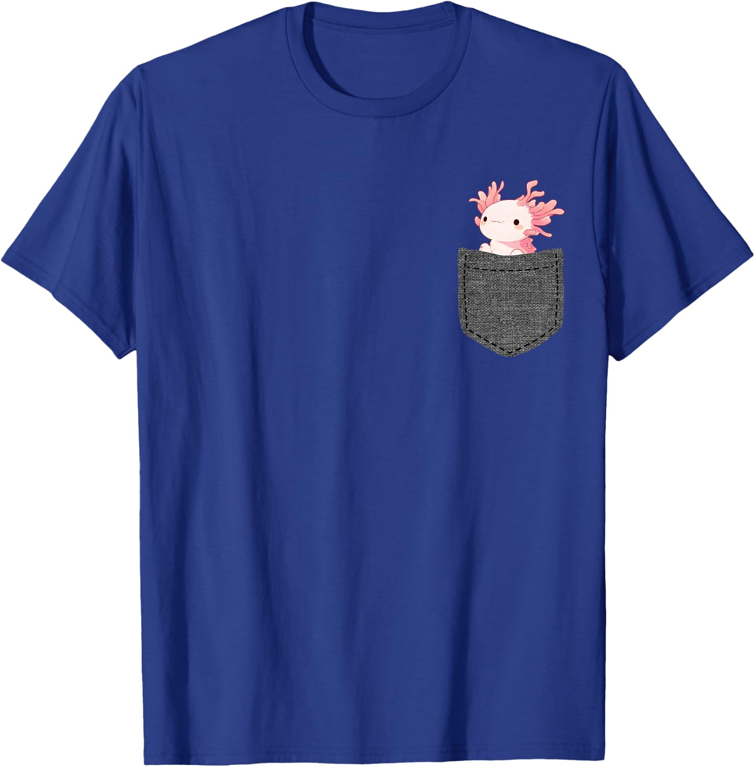Axolotl in Chest Pocket, black T-Shirt - T-Shirt | Royal