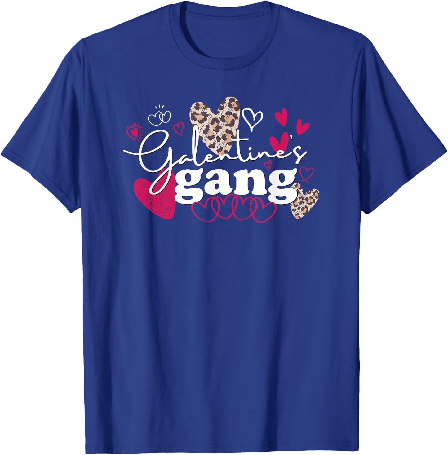 Matching Valentine's Day Galentines Gang Cute Leopard Hearts T-Shirt - T-Shirt | Royal