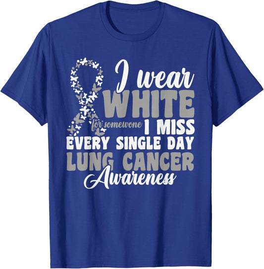 I Wear White Lung Cancer Awareness T-Shirt - T-Shirt | Royal