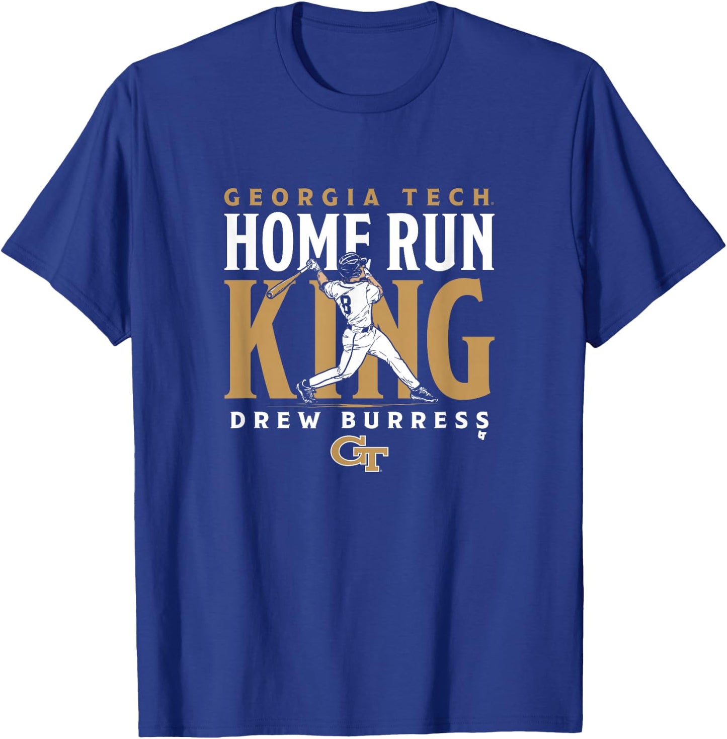 Drew Burress - Home Run King - Georgia Tech Baseball T-Shirt - T-Shirt | Royal