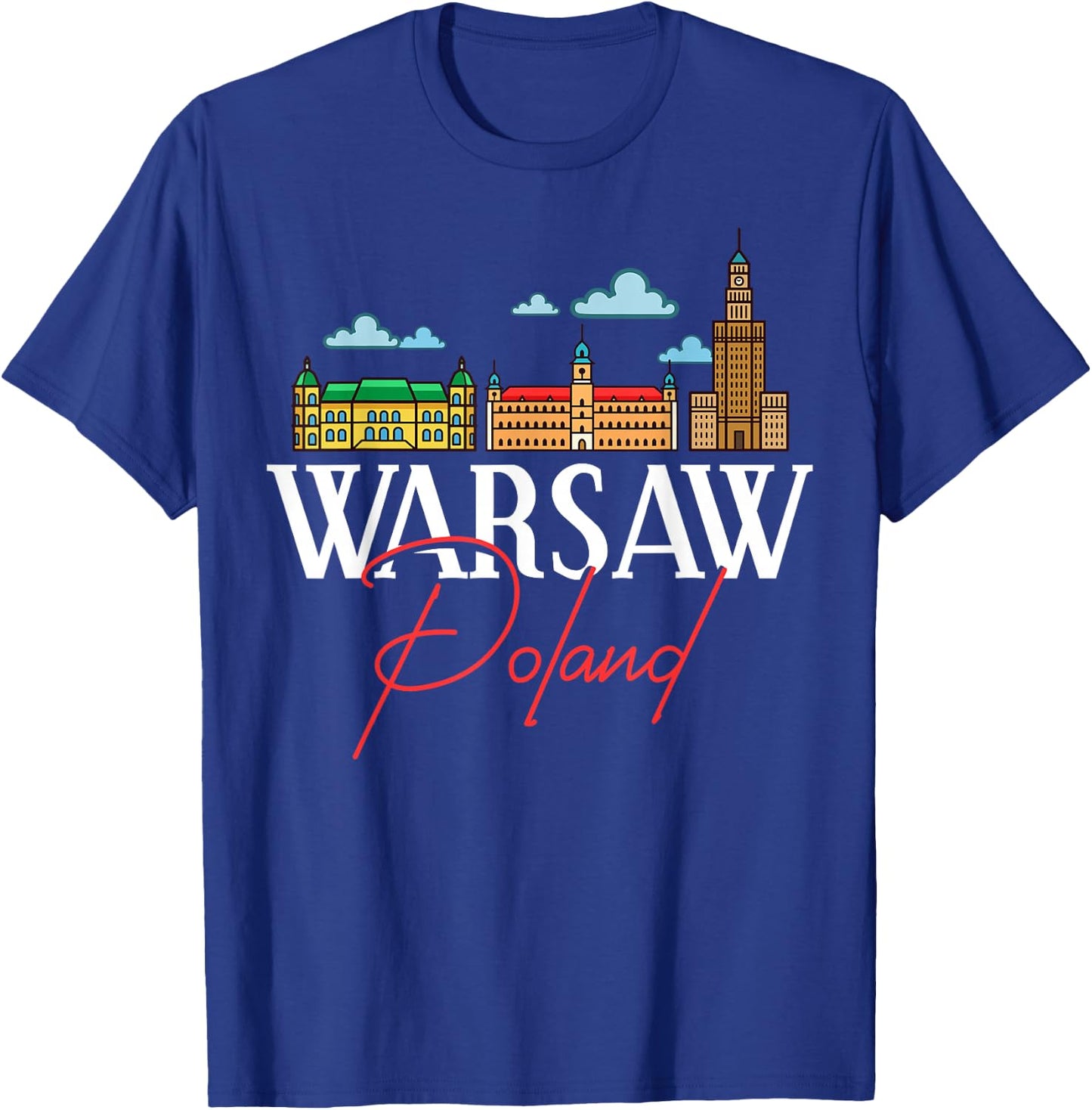Warsaw Poland City Skyline Map Travel T-Shirt - T-Shirt | Royal