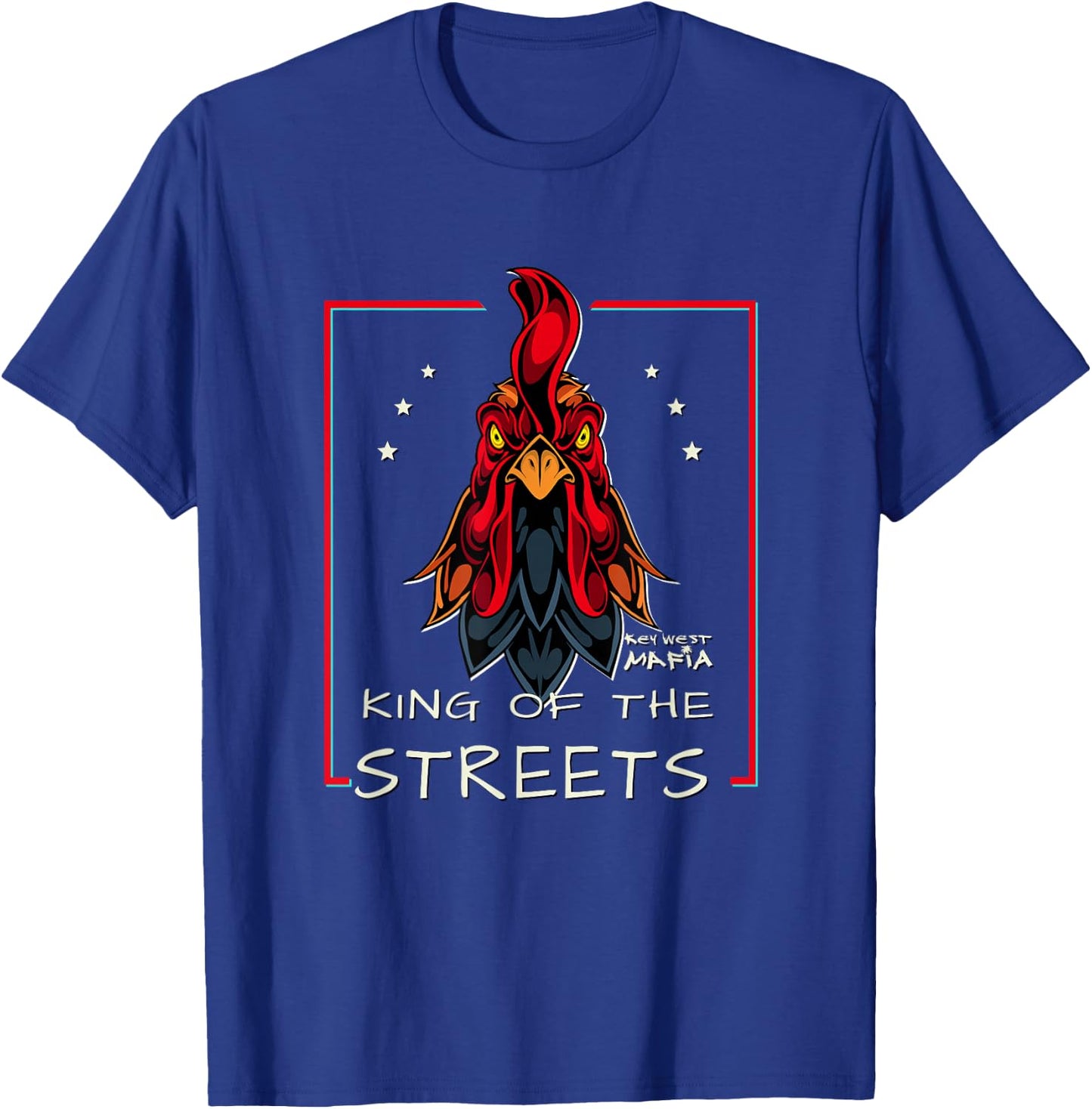 Key West, Florida - King of the Streets Rooster T-Shirt - T-Shirt | Royal