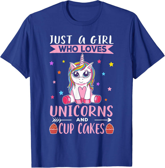 Just A Girl Who Loves Unicorns And Cupcakes Cup Cake Unicorn T-Shirt - T-Shirt | Royal
