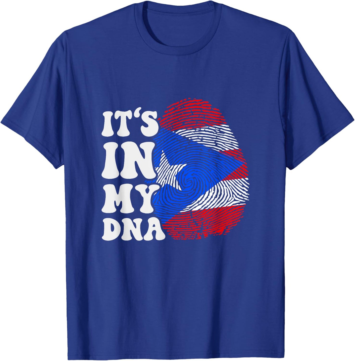 Funny it's in my DNA Puerto Rico flag Fingerprint T-Shirt - T-Shirt | Royal