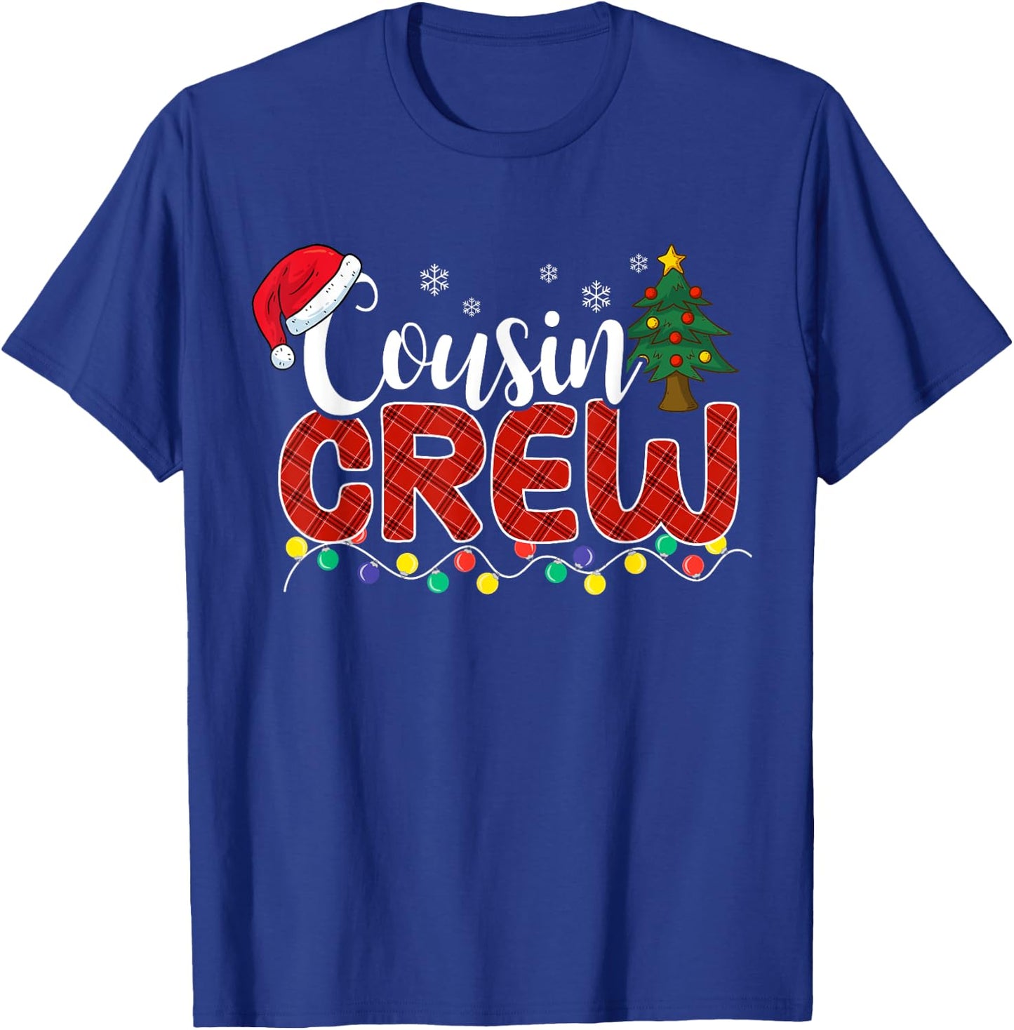 Christmas Cousin Crew Plaid Santa Family Matching Pajamas T-Shirt - T-Shirt | Royal
