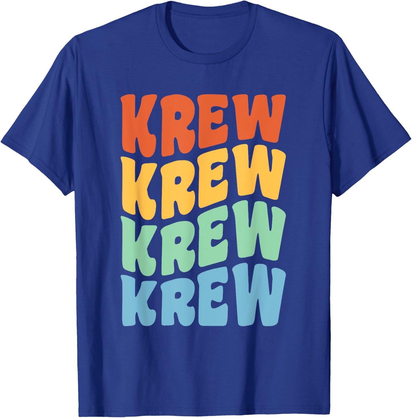 Krew First Name Retro Groovy Personalized T-Shirt - T-Shirt | Royal