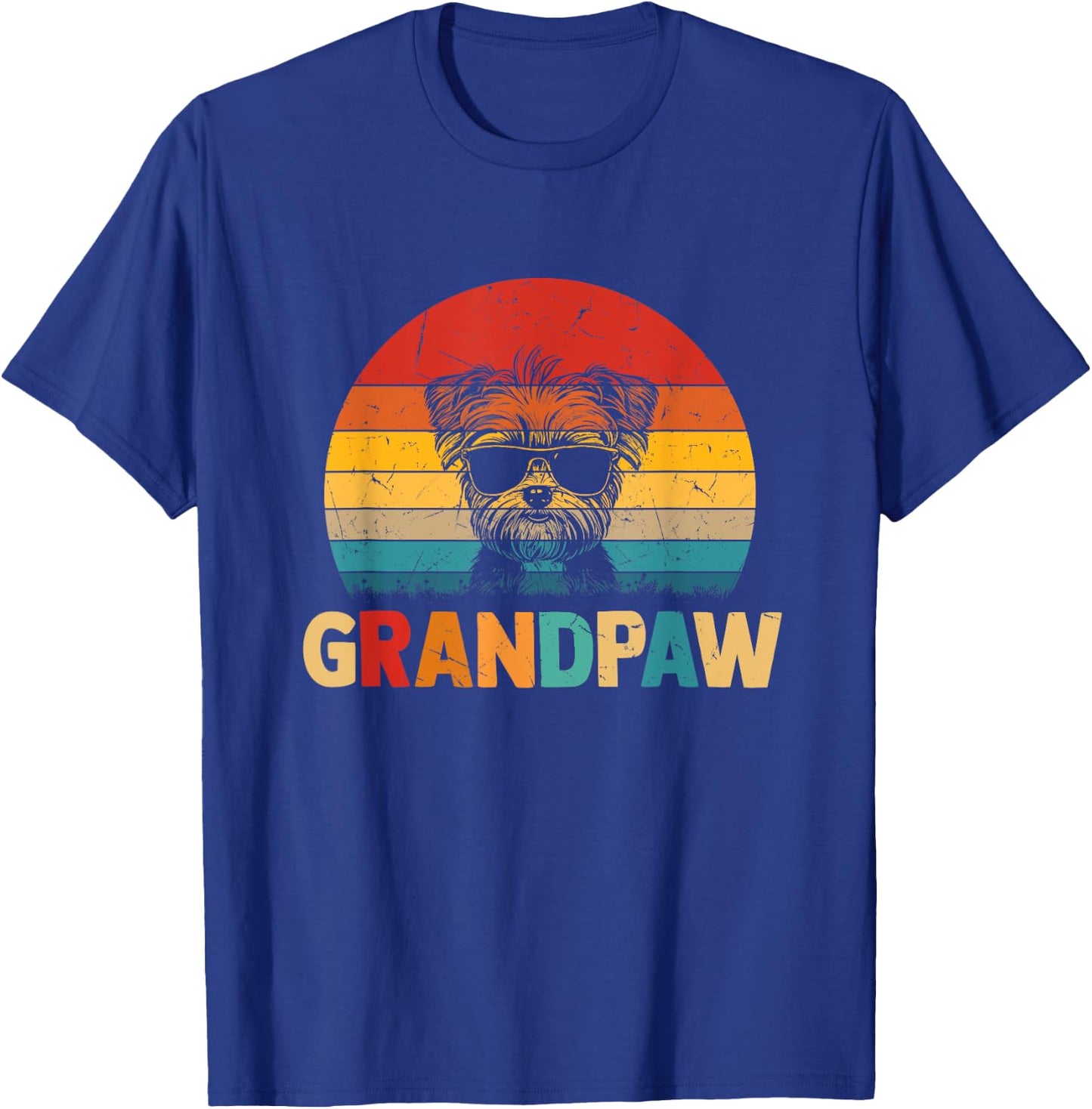 Funny Grandpaw Retro Vintage Morkie Lovers Grandpa Fathers T-Shirt - T-Shirt | Royal