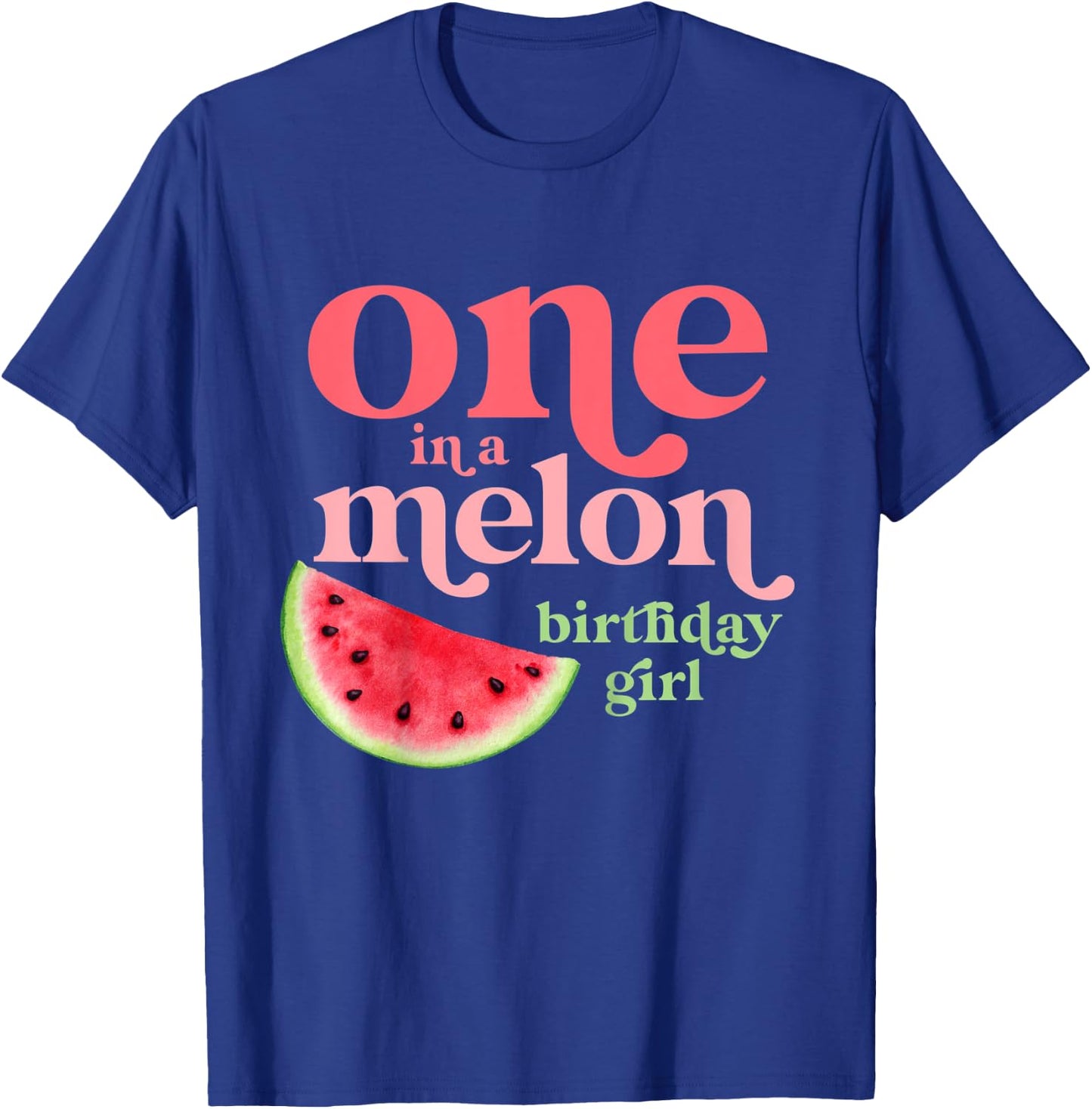 Children's One In A Melon Birthday Girl Baby 1st Watermelon First , black T-Shirt - T-Shirt | Royal