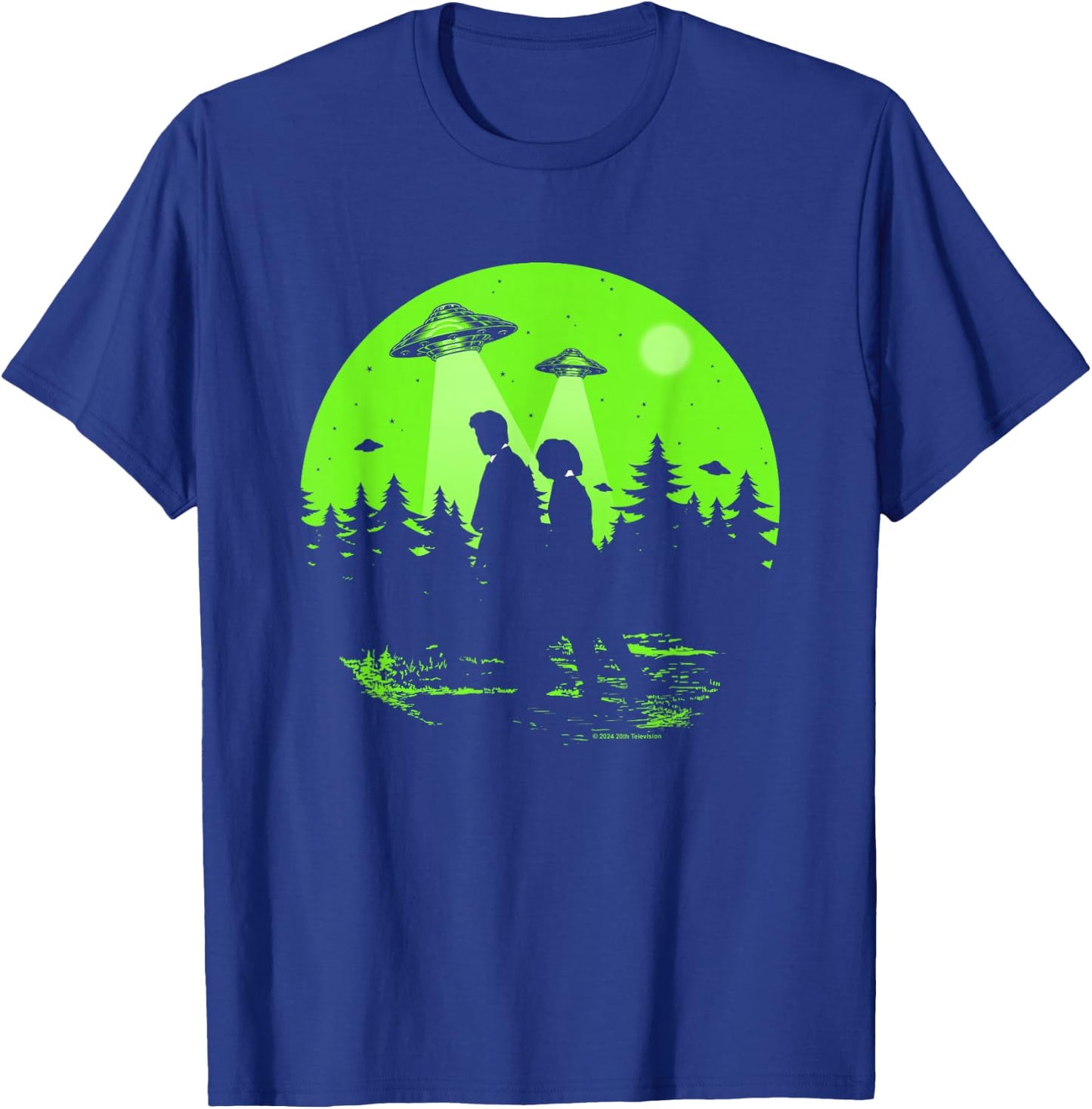 X-Files Mulder & Scully Silhouettes In The Woods , Black, S T-Shirt - T-Shirt | Royal