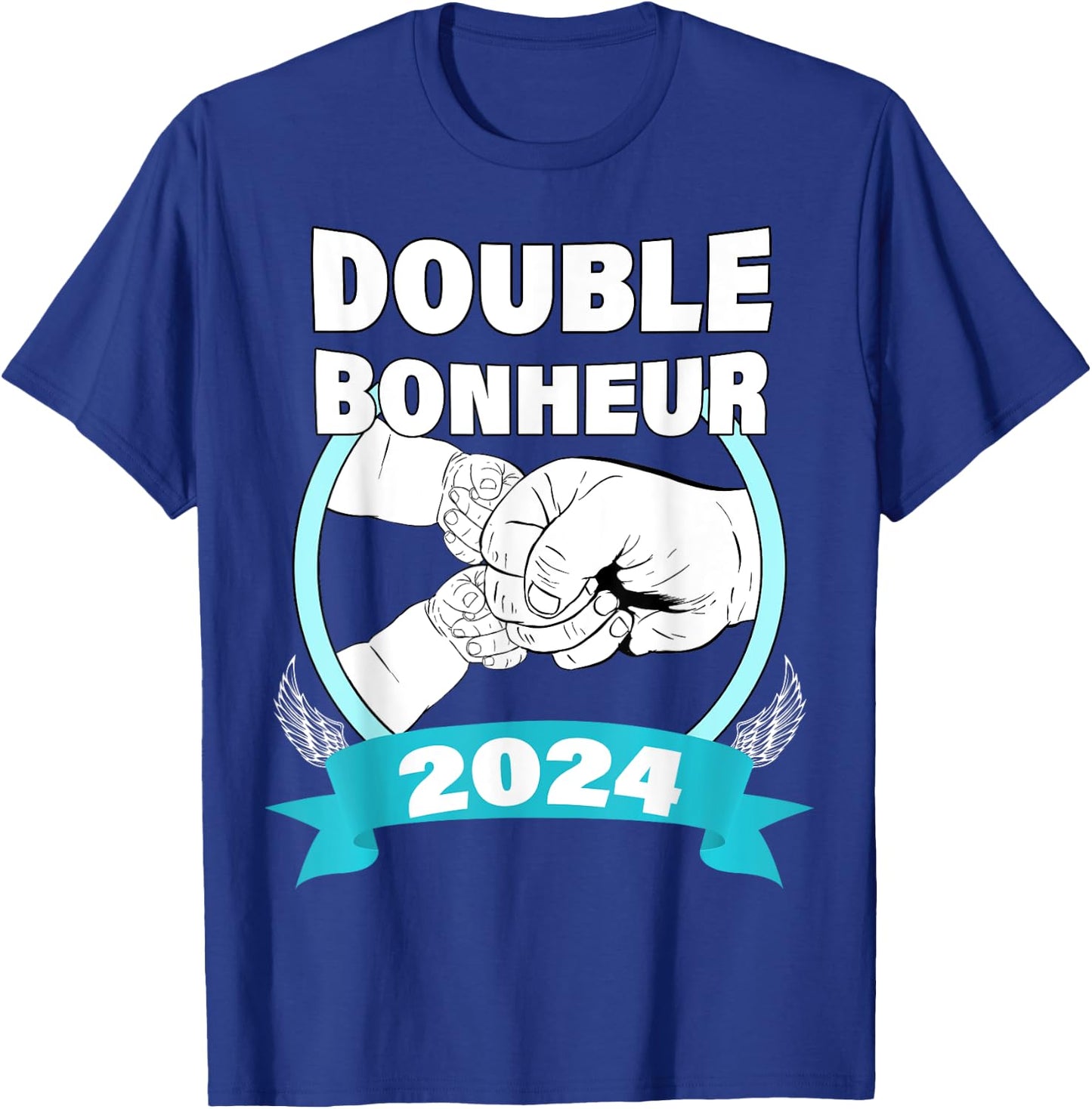 Announcement Pregnancy Baby Daddy Of Twins Double Happiness 2024 , Black, S T-Shirt - T-Shirt | Royal