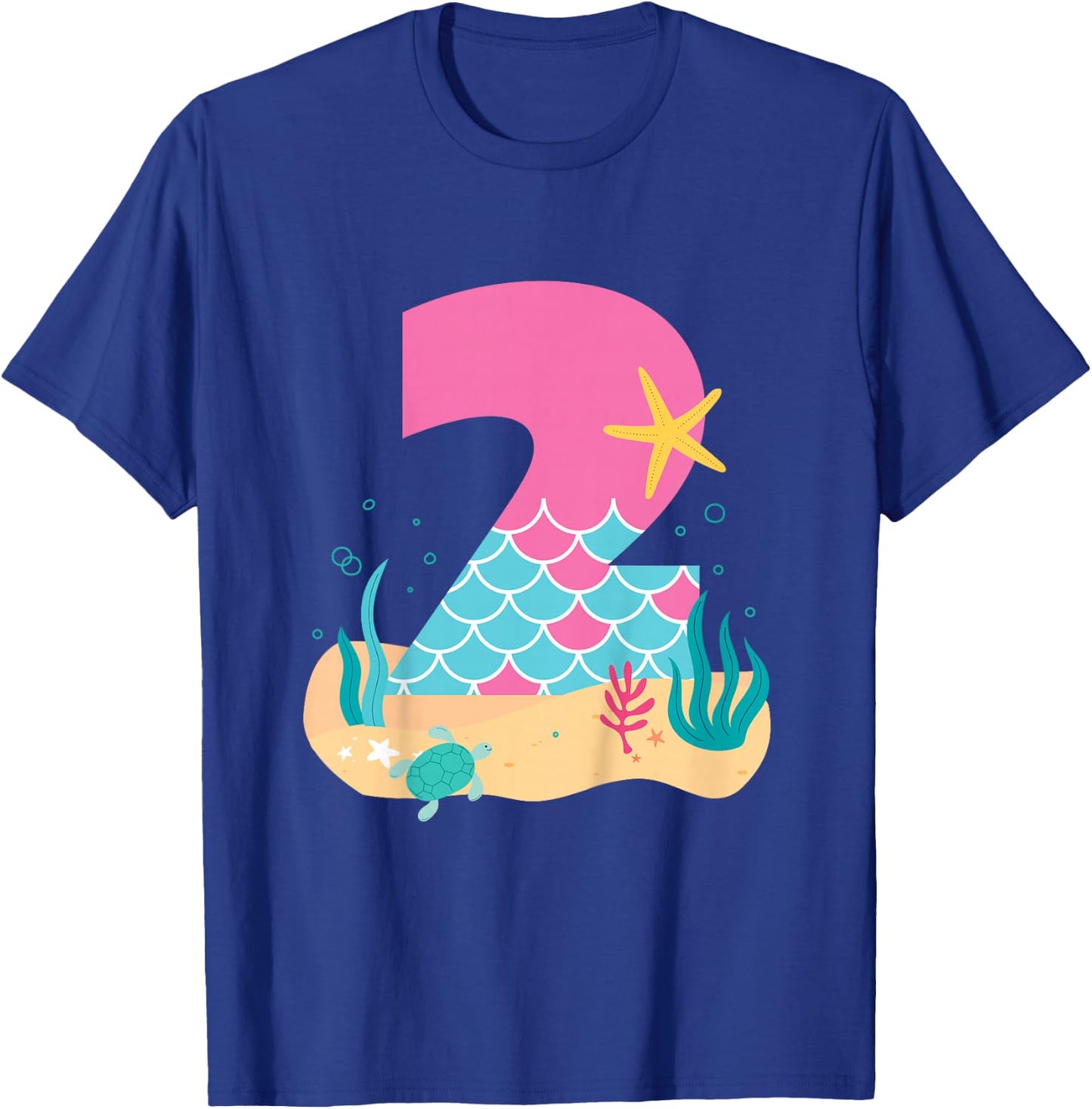 Kids Cute 2nd Birthday Outfits for Girls Mermaid 2 Year Old T-Shirt - T-Shirt | Royal