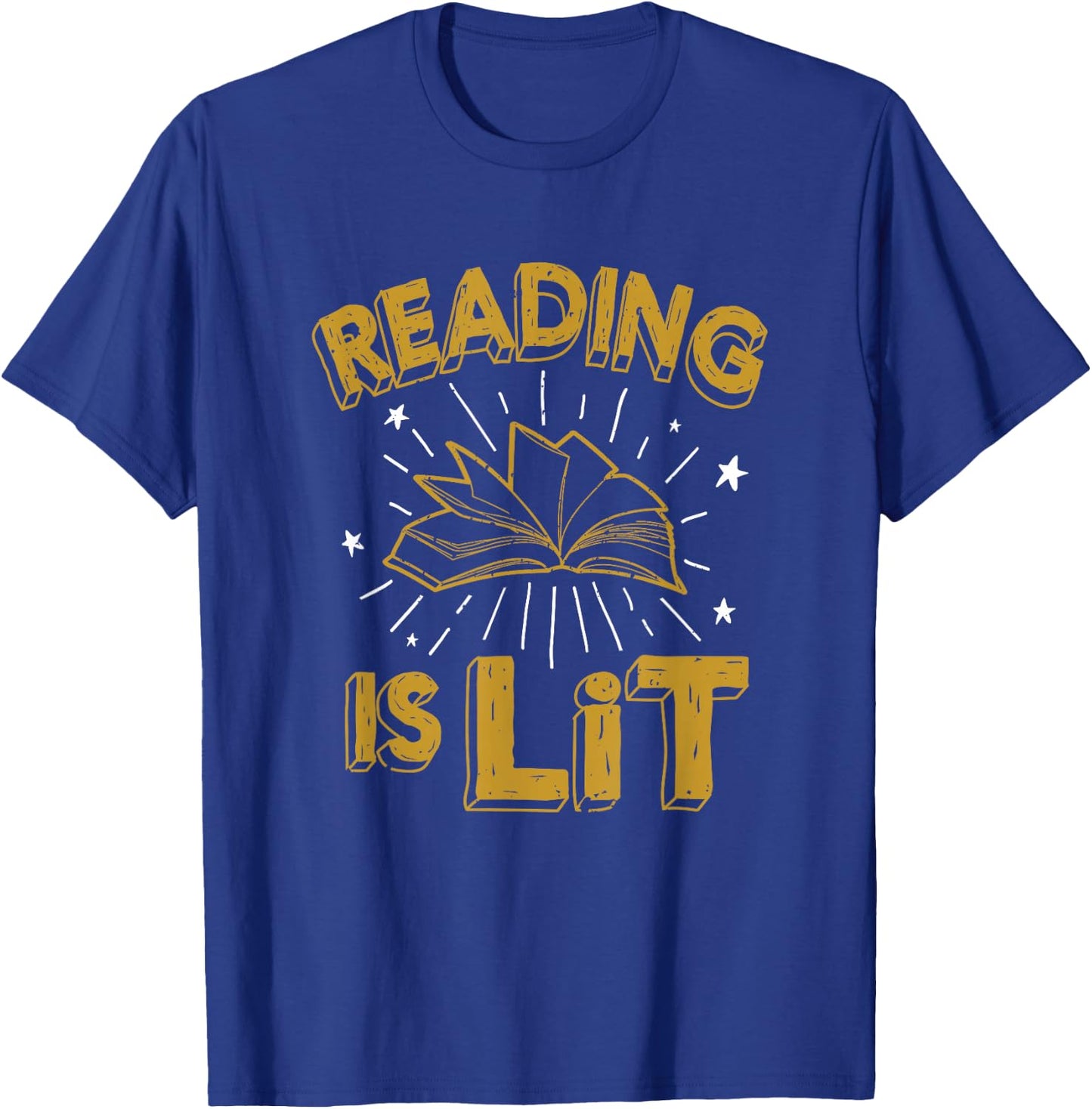 Reading is Lit - English Literacy , Gold Design T-Shirt - T-Shirt | Royal