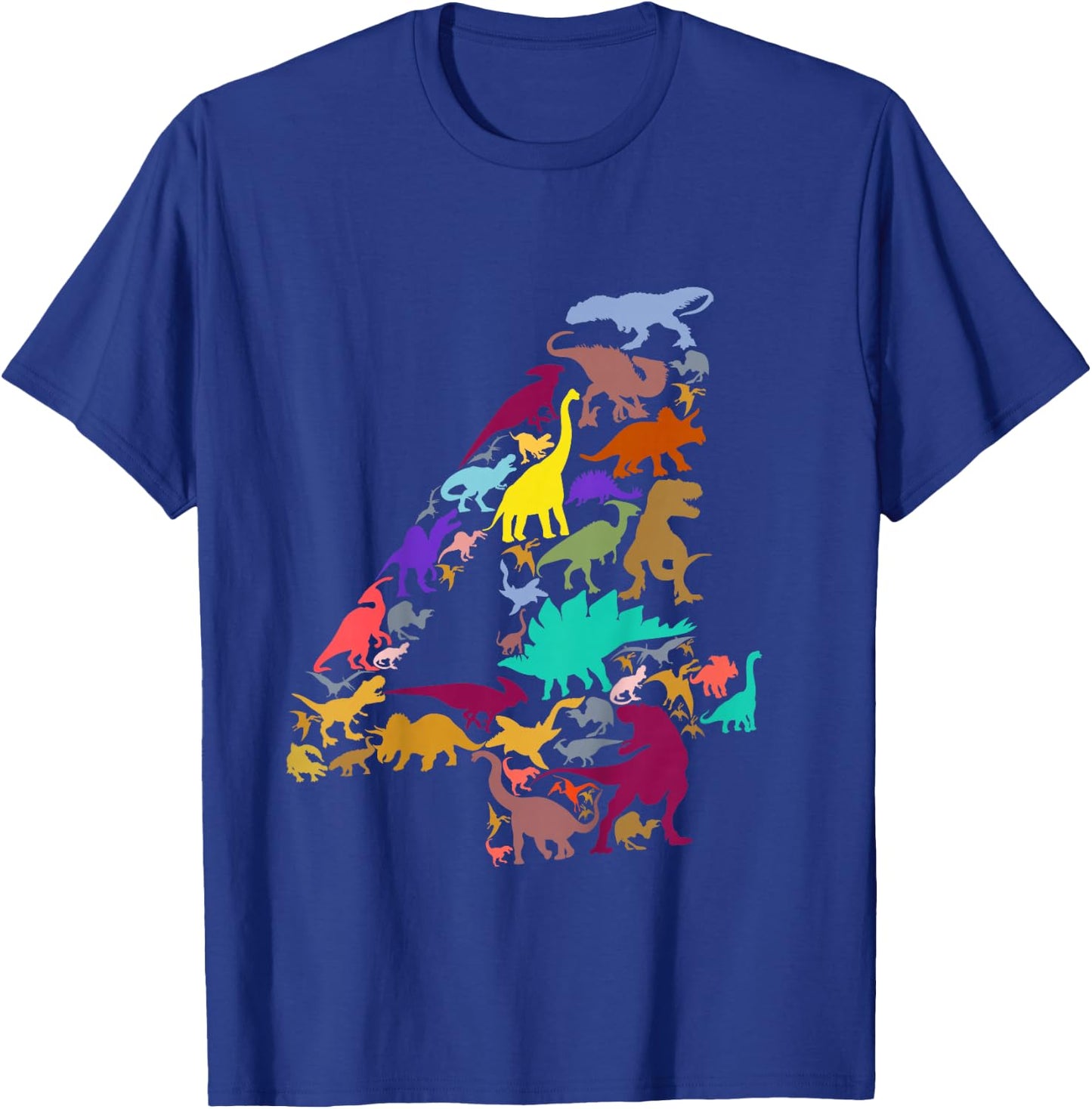 Kids Dinosaur 4th Birthday Boy 4 Years T-Rex Party Rawr I'm 4 T-Shirt - T-Shirt | Royal