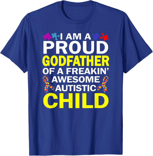 I'm A Proud Godfather Autistic Child Autism Awareness Month T-Shirt - T-Shirt | Royal