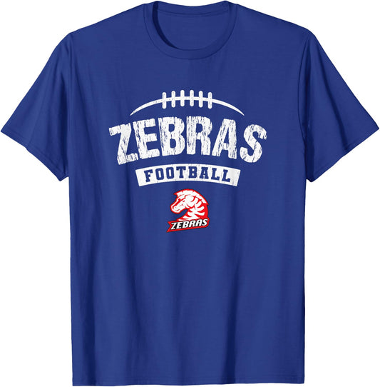 Claremore Zebras Logo Football Distressed HS T-Shirt - T-Shirt | Royal