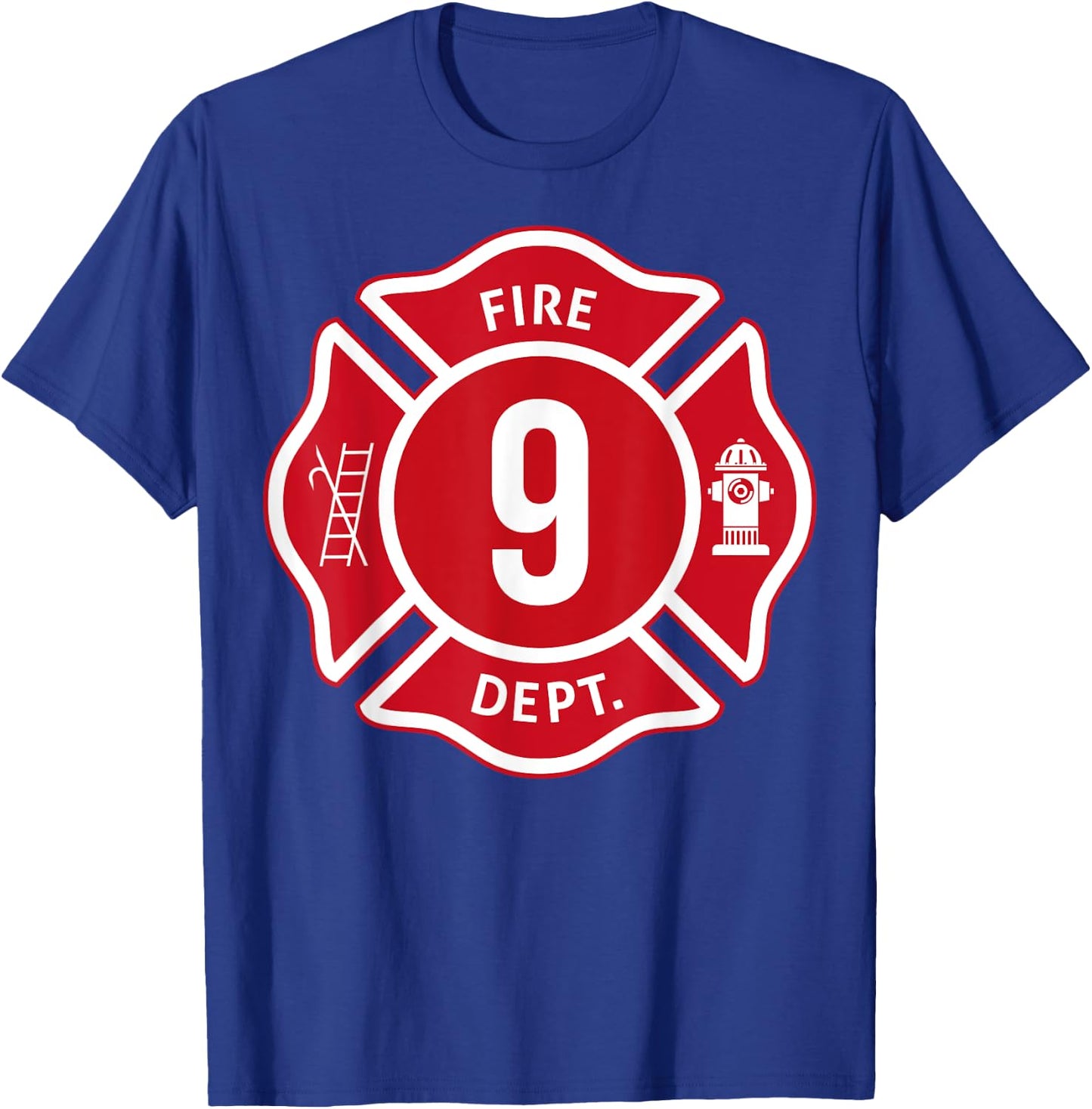 Kids Fire Truck 9th Birthday Boy Firefighter 9 Year Old T-Shirt - T-Shirt | Royal